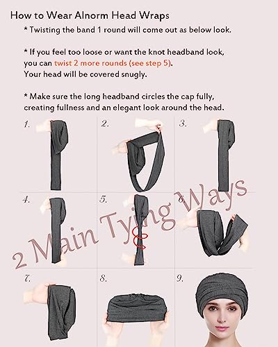 Alnorm Chemo Headwear Viscose Turban Hat for Women - White Black