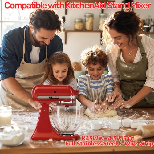 Stainless Steel Whisk Attachment for KitchenAid Mixer 4.5-5 Qt