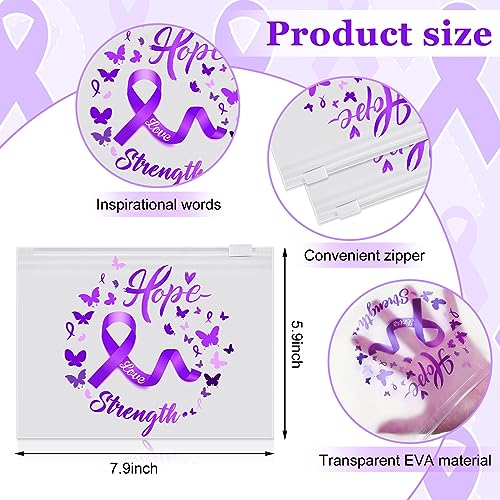 60Pcs Domestic Violence Awareness Purple Ribbon Makeup Bags Portable Gift Set