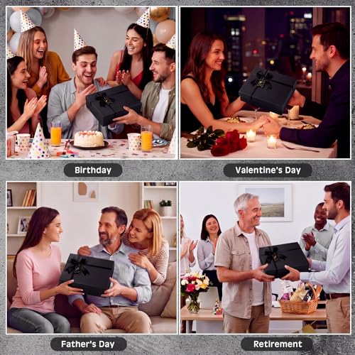 9 Pcs Birthday Gifts for Men Beard Care Set for Him Father's Gifts Basket Kit Get Well Soon Gift Basket with Hooded Robe, Long Towel, Socks for Dad Grandpa Husband Boyfriend(Dark Grey)