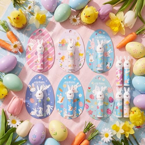 24 Pcs Easter Bunny Lip Balm Bulk Set - Natural Beeswax Moisturizing Care