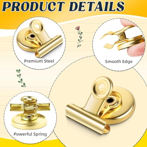 Heavy Duty Magnetic Clips - 24 Pack Gold Fridge Magnets