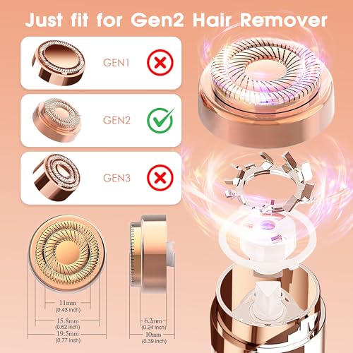Replacement Heads for Flawless Facial Hair Remover,Gen 2 Replacement Blades for Finishing Touch Flawless Hair Removal, 6 Count 18k Gold Heads with Storage Bag