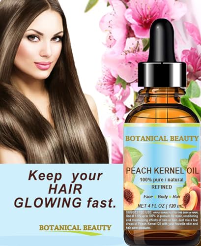 Peach Kernel Oil 100% Pure Cold-Pressed Carrier Oil for Face, Skin & Hair – 4 Fl oz (120 ml)