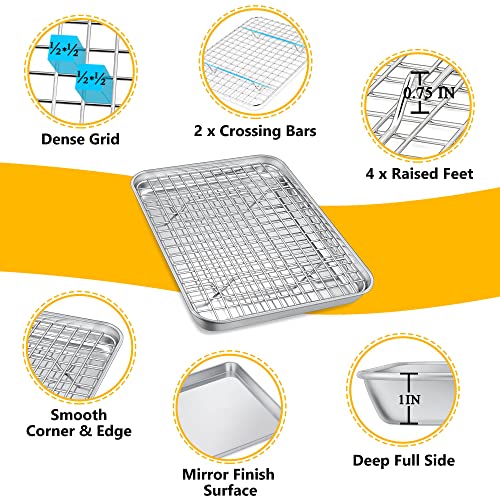 P&P CHEF 9 Inch Toaster Oven Baking Pan with Cooling Rack Set
