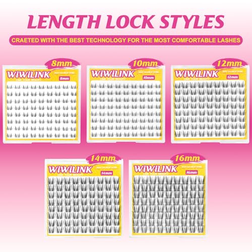 WiWiLINK Freya Lash Clusters, 12mm Natural Wispy D Curl Eyelash Extensions
