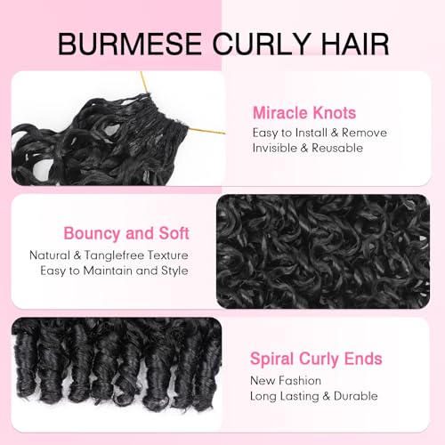 Flvaco Burmese Curly Feather Crochet Hair 12" - 50 Strands for Black Women, Model 1B#