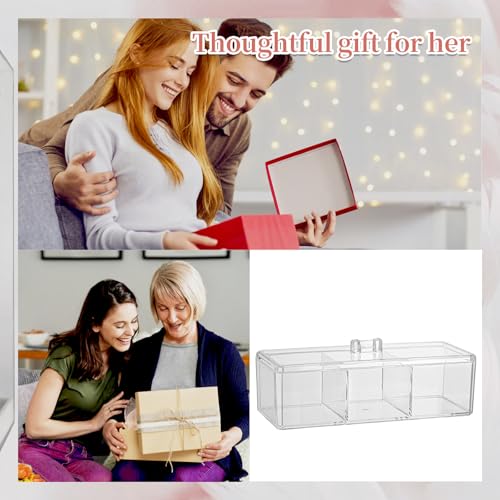 Hair Accessories Organizer 2PCS 3-Compartment Clear Acrylic Drawer Caddy for Girls