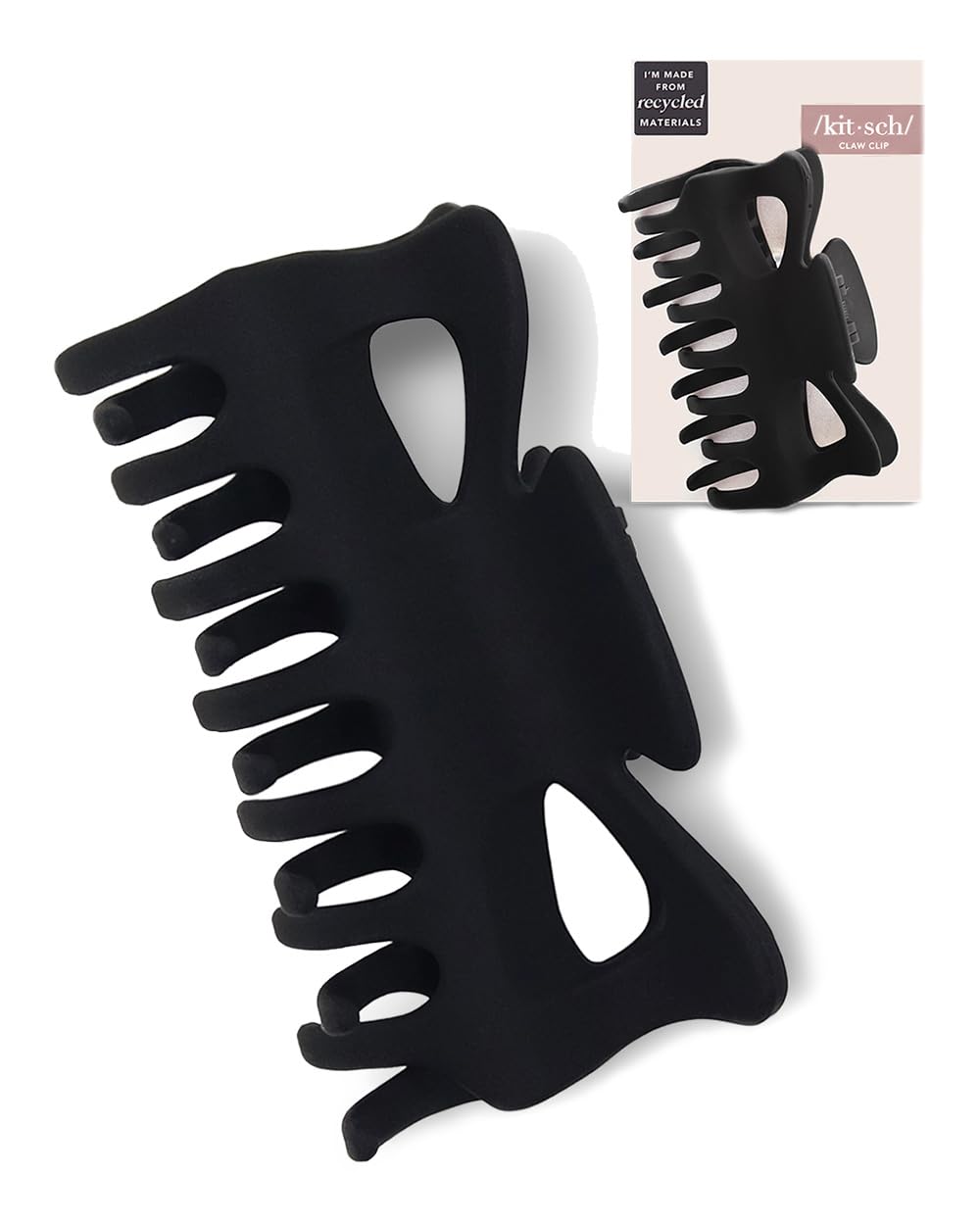 Large Hair Clips for Women - Fashionable Matte Plastic Loop Hair Claw Clips | Easy-Grip Design | Tortoise & Black, 2 Pcs