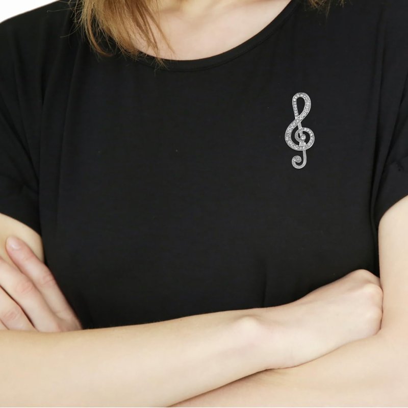 NOLITOY Rhinestone Music Note Lapel Pin Unisex Fashion Brooch for Suits Shirts and Formal Events Musical Theme Accessory