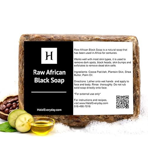 Raw African Black Soap with Shea Butter - Nourishing Skincare Bar, 1 lb