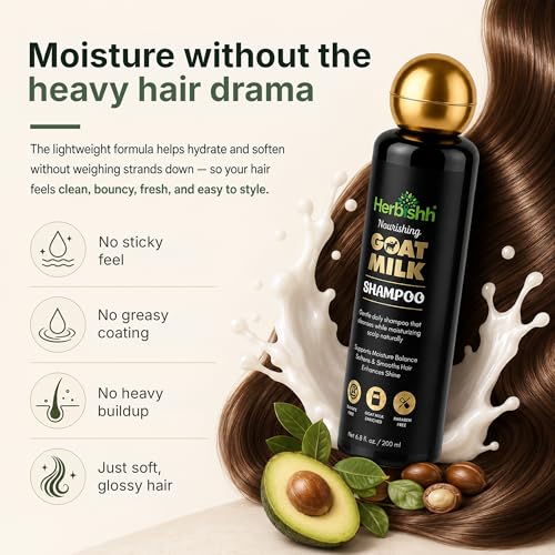 Herbishh Goat Milk Shampoo for Dry & Frizzy Hair - Hydrating & Sulfate Free