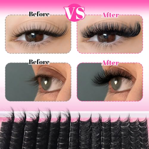 MilyBest 200D Lash Kit - Fluffy D Curl Clusters with Bond & Seal
