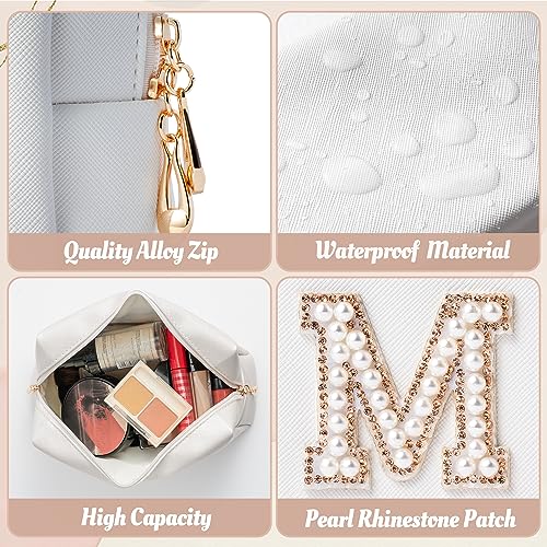 Large MRS Letter Cosmetic Bag - Bridal Makeup Organizer with Pearl & Rhinestone