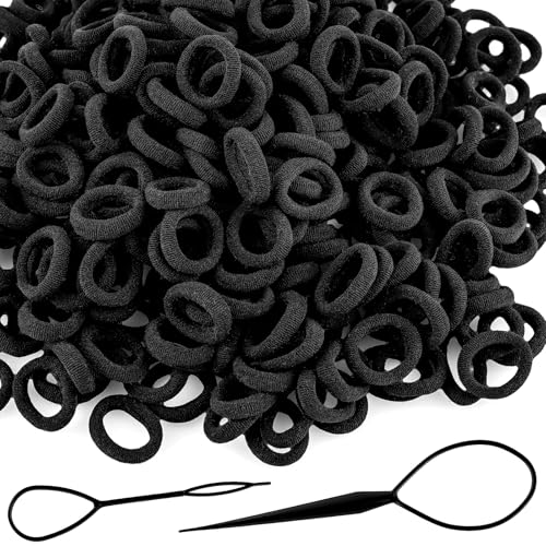 Black Baby Hair Ties 420 Pcs Soft No Damage Elastic Hair Bands for Toddlers