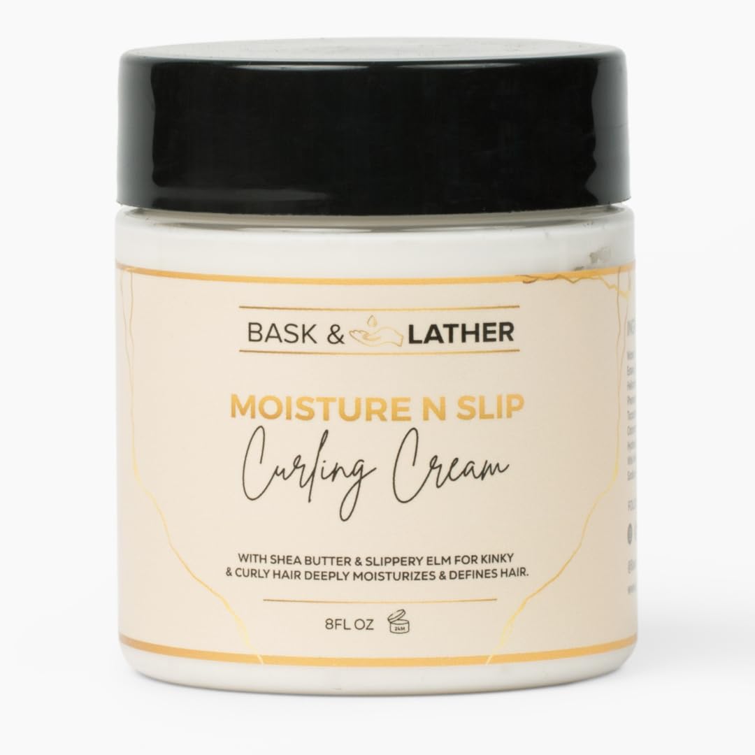 Moisture n Slip Curling Cream - Amaranth Extract & Grapeseed Oil | Enhances Curl Definition, 8oz