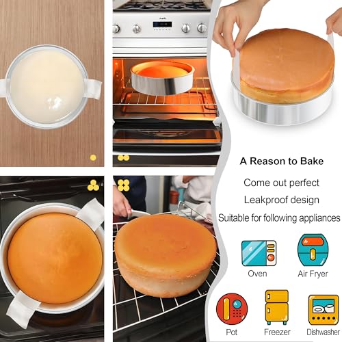 8 Inch Stainless Steel Cake Pan Set of 2 with Parchment Paper