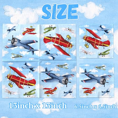 40pcs Airplane Party Napkins - Disposable Birthday Table Decor