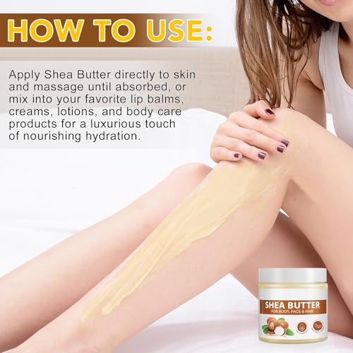 Bieyoc Unrefined Shea Butter - Natural Hydrating Body & Face Moisturizer, 7.8 oz