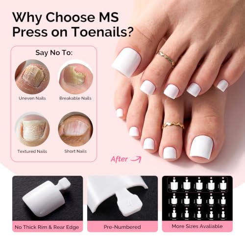 MelodySusie Press-On Toenails Kit - 150 Pcs Square Soft Gel Pedicure Set