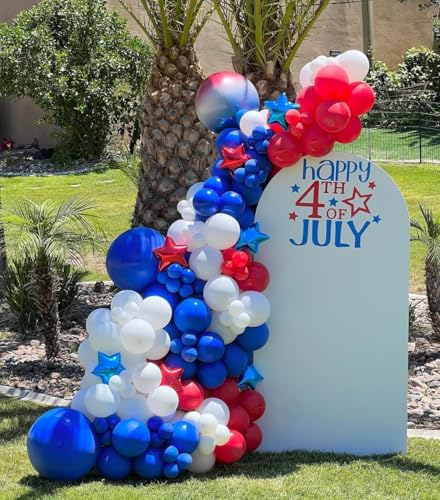 Red White Blue Balloon Arch Kit - 140 Pcs for 4th of July Parties