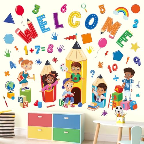 Wondever Reading Corner Wall Decals - Numbers & Shapes for Kids