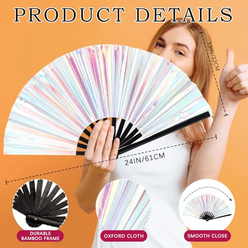 Multicolored Folding Fan - 13-Inch Handheld UV Rave Accessory