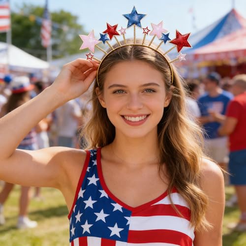 American Flag Headband 4th of July Patriotic Hair Accessory for Women