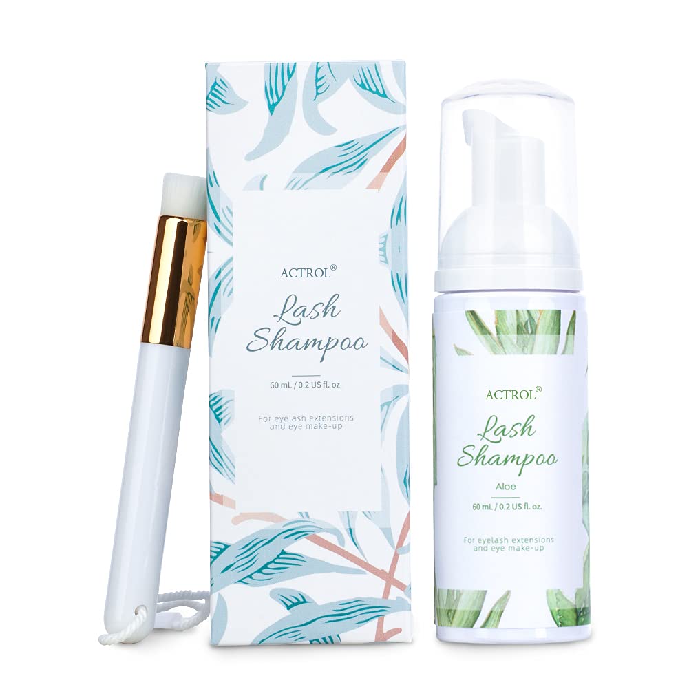 Eyelash Extension Cleanser - Natural Aloe Foaming Shampoo 60ML | Paraben & Sulfate Free, Non-Irritating