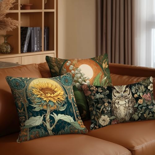 William Morris Floral Pillow Cover, Vintage 18x18 Inch Design