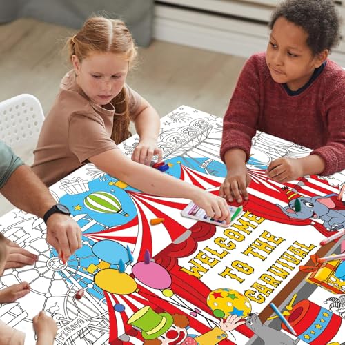 Circus Carnival Giant Coloring Poster - Jumbo Tablecloth for Kids