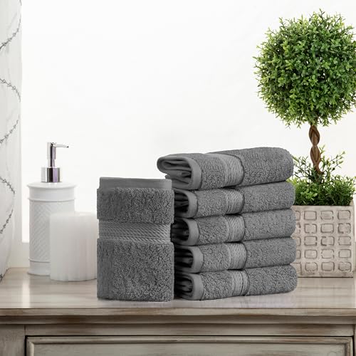 Superior Egyptian Cotton Face Towel Set of 6 - Charcoal