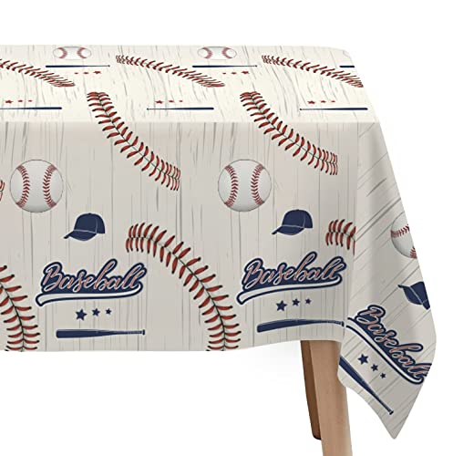 Baseball Party Tablecloths - 4 Pack Disposable Rectangular 54x108in