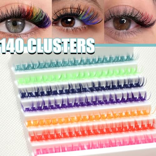 140 Pcs Colorful 40D Lash Extension Kit - Reusable DIY Eyelashes