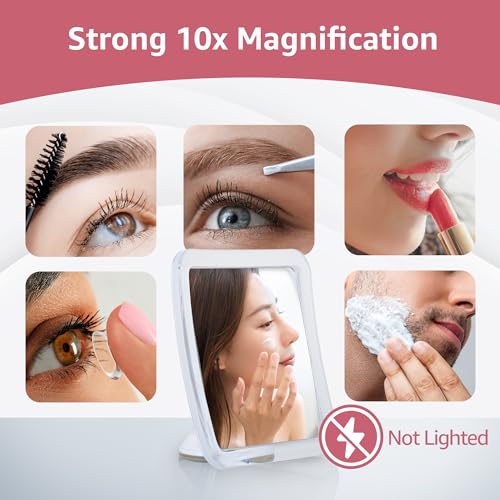 MIRRORVANA 10X Magnifying Makeup Mirror with Suction Cup - Portable Vanity for Travel & Skin Care
