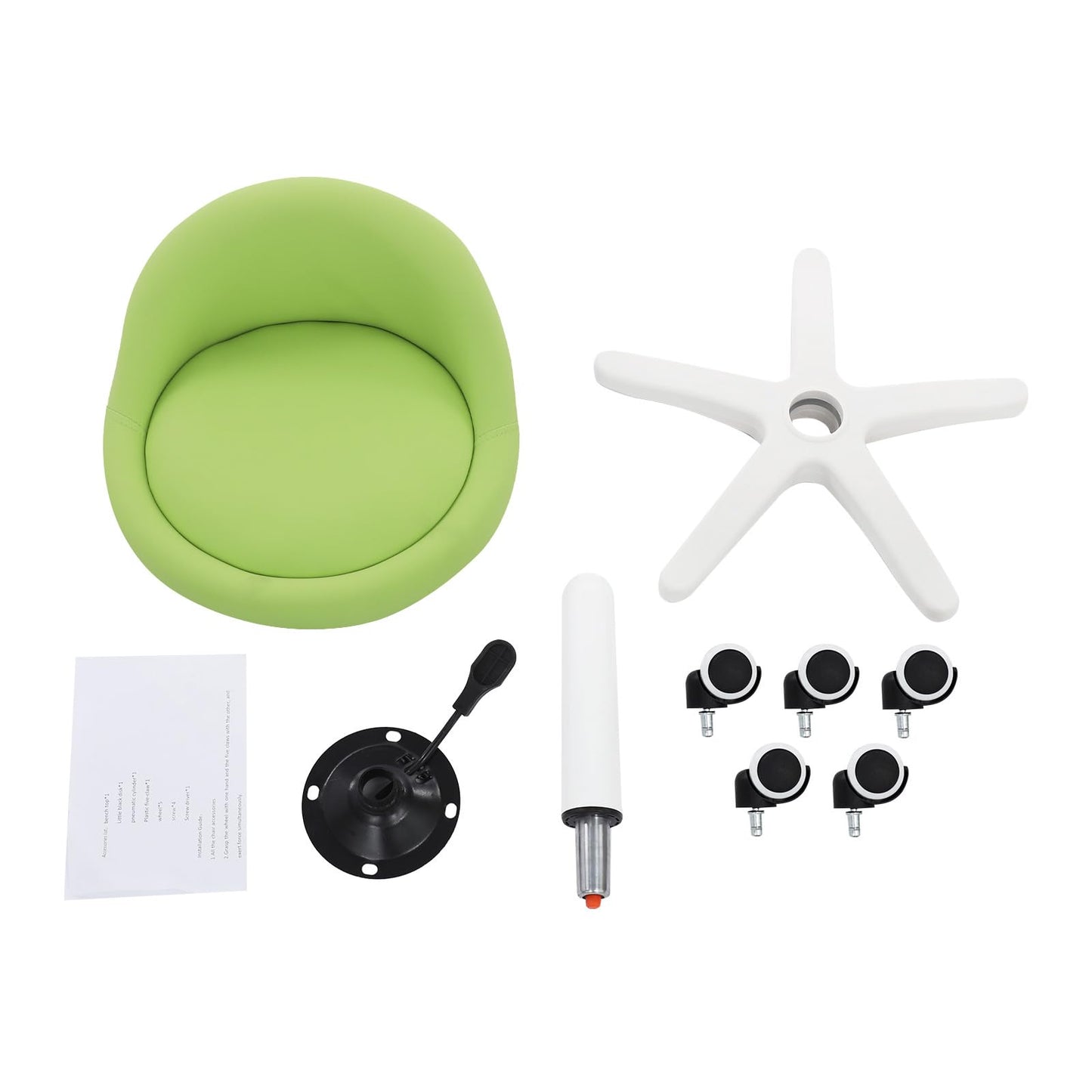 Titunjian Rolling Stool Chair with Backrest Round PU Leather Swivel Salon Stool Adjustable Height Drafting Tattoo Office Chair for Spa Salon Tattoo Massage Dental Office (Green)
