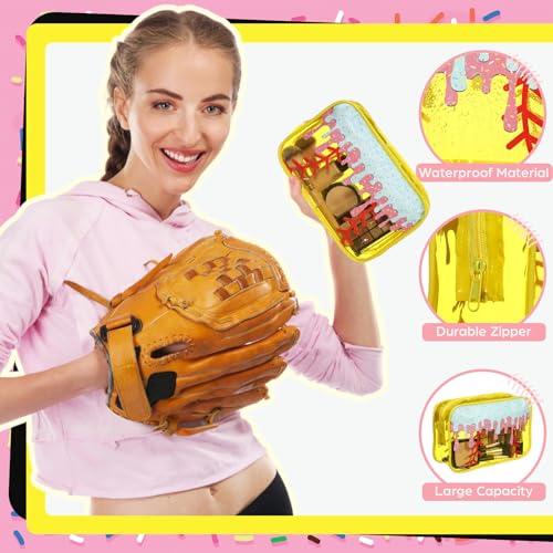12 Pcs Ice Cream Drip Softball Clear Cosmetic Bags - Waterproof Pouch
