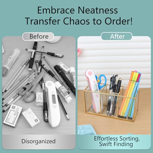 ELEGANTLIFE Clear Tempered Glass Makeup Brush Organizer - 3-Section Holder