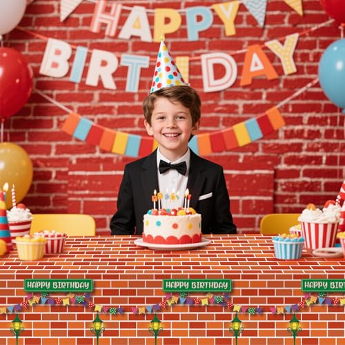 3 Pcs Cartoon Street Birthday Tablecloths - 54 x 108 Inch Disposable