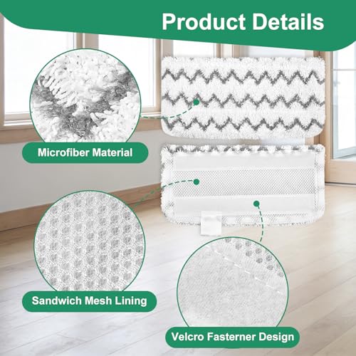 4-Pack Shark Steam Mop Replacement Pads, Microfiber & Reusable