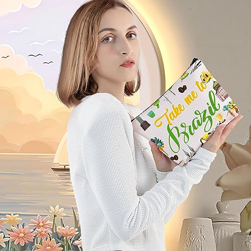 Take Me To Brazil Cosmetic Bag - Travel Zipper Pouch for Souvenirs