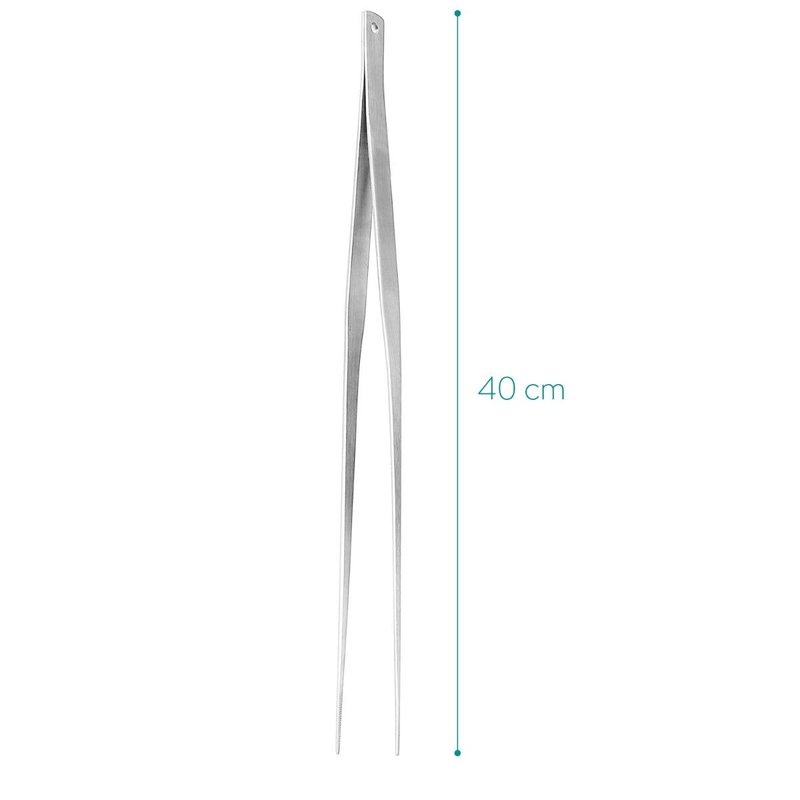 Navaris Stainless Steel Kitchen Tweezers - Precision Kitchen Tweezer Tongs Tool for Cooking or Aquarium - Extra Long Chef Tweezers - 15" / 40 cm