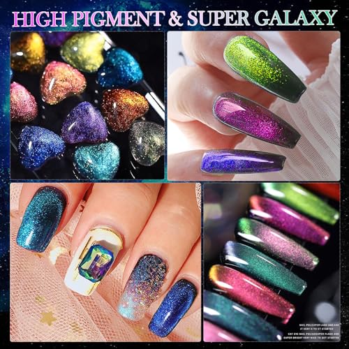 YEPYEPGO 9D Cat Eye Gel Nail Polish Set - 12 Colors with Magnet Stick