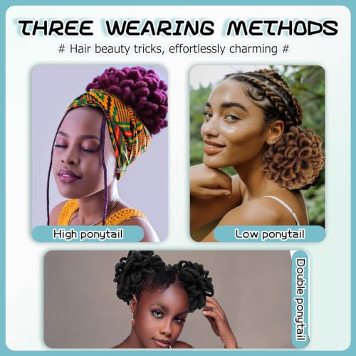Abellee 8-Inch Faux Loc Petal Bun - 2-Piece Afro High Puff Ponytail Set