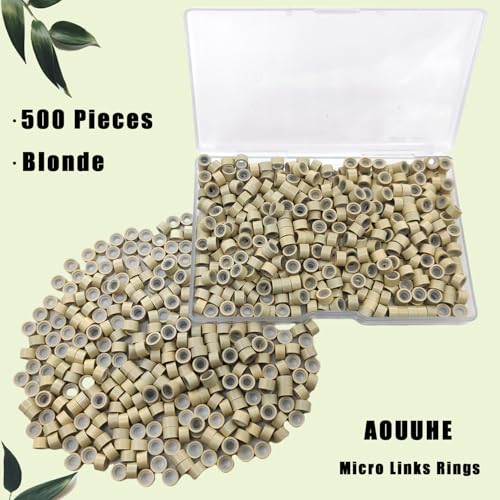 500 Pcs Silicone Lined Micro Link Beads for Hair Extensions - 5mm