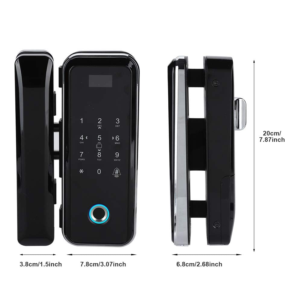 Keyless Entry Door Lock with Keypad, Fingerprint Smart Lock, Electronic Smart Glass Door Lock Password Door Access Control System Fingerprint/Password/Swipe/Remote Unlock for Home Office