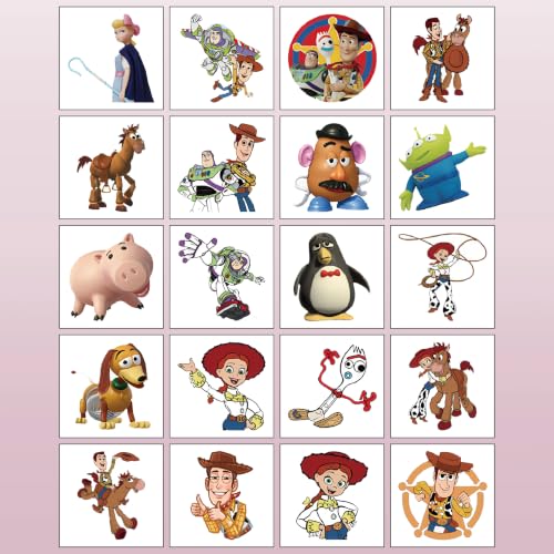 20pcs Birthday Party Temporary Tattoos for Kids - Fun Designs