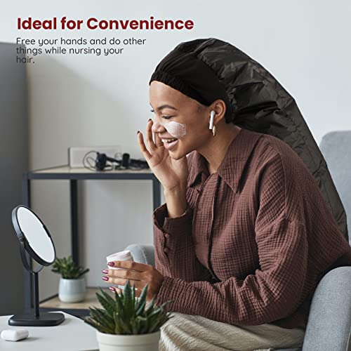 Segbeauty Black Adjustable Deep Conditioning Hair Dryer Hood Cap, Extra Large for Curly & Long Hair