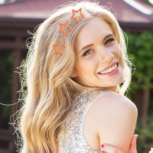 20 Pack Orange Star Hair Clips for Women | Cute Metal Barrettes