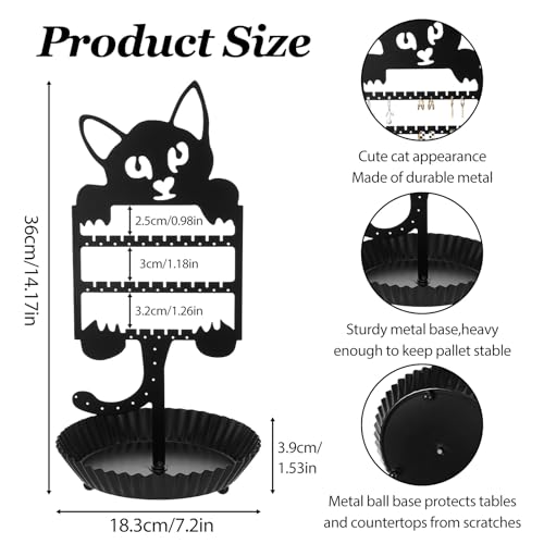 Cat Earring Holder - Cute Jewelry Organizer with 36 Holes for Studs & Dangles